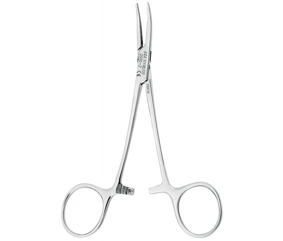 Asa Dental 0500-2 - зажим "Москит" изогнутый, 12 см