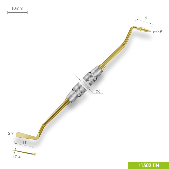 Средняя  гладилка с  конусовидным штопфером Ø0.9mm. Ручка Ø6mm. Покрытие Gold