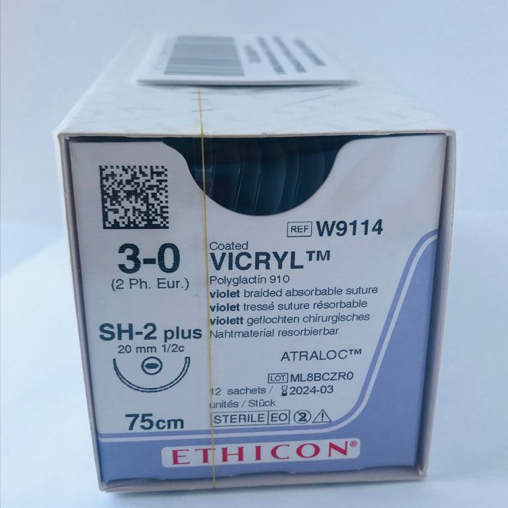 Нить хирургическая Ethicon Vicryl 3/0 75 см Колющая 20 мм