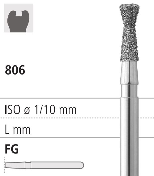 Боры стоматологические алмазные FG 806/018, зеленый, 6шт. ISO код 314019534018, арт: FG302/6 C