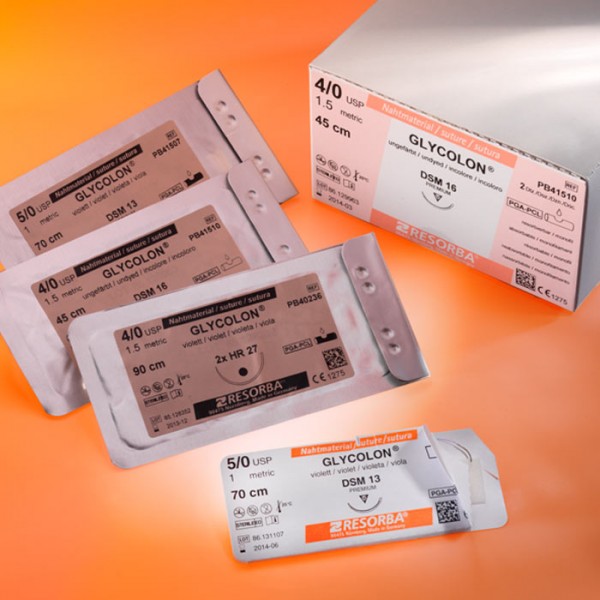 Гликолон (фиолетовый) шовный материал L=45см USP 6/0 HR 12 24шт/уп RESORBA