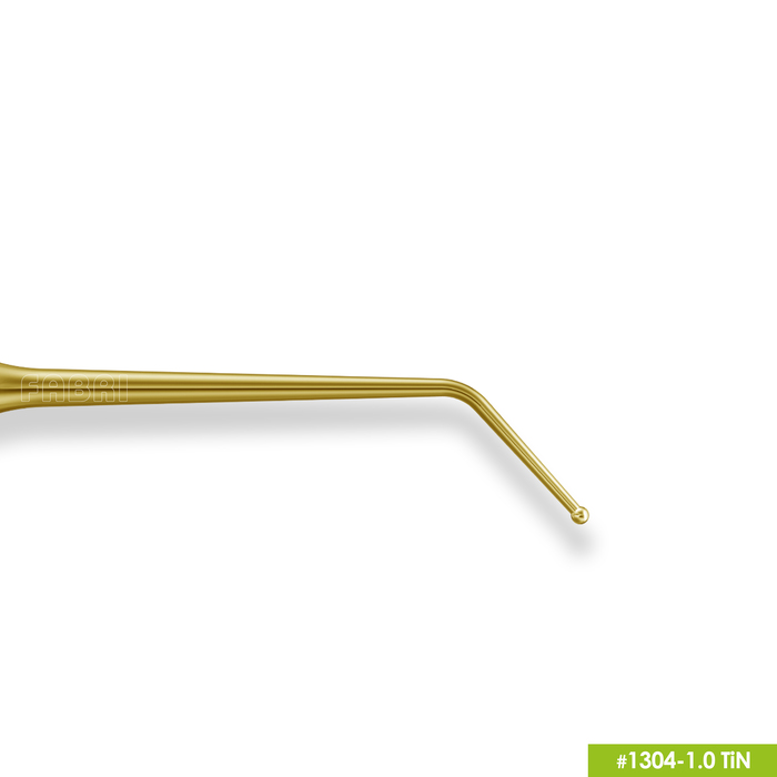 1304-1,0 TiN Удлиненная узкая гладилка с штопфером-шариком Ø1.0mm. Ручка Ø6mm. Покрытие Gold