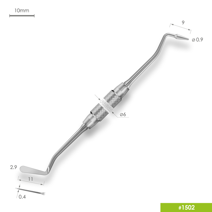 1502 Средняя  гладилка с  конусовидным штопфером Ø0.9mm. Ручка Ø6mm
