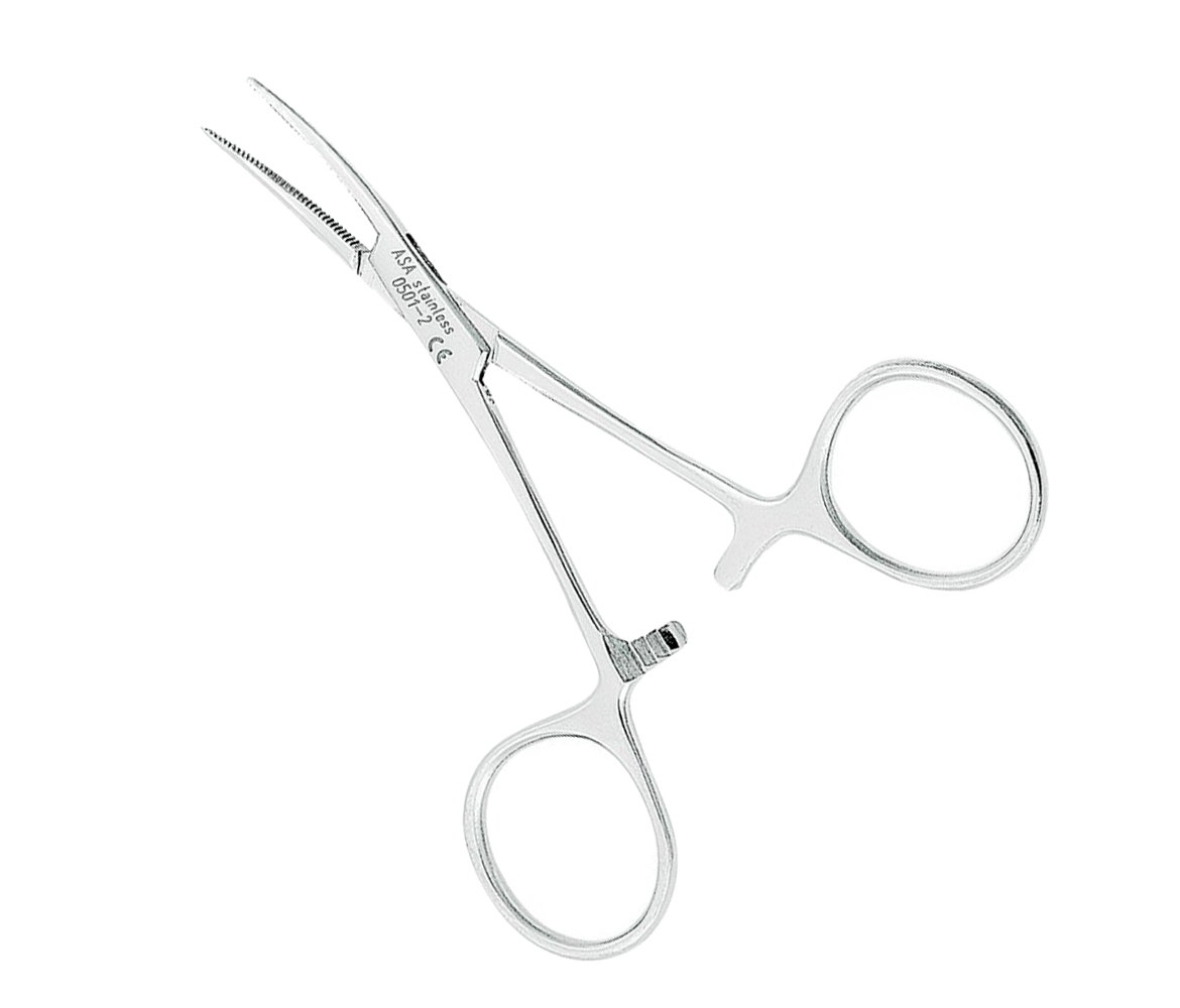 Asa Dental 0501-2 - зажим "Москит" малый, изогнутый, 10 см