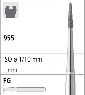 Боры стоматологические алмазные FG 956/009, красн., 6шт. ISO код 314699514009, арт: FG40D1/6