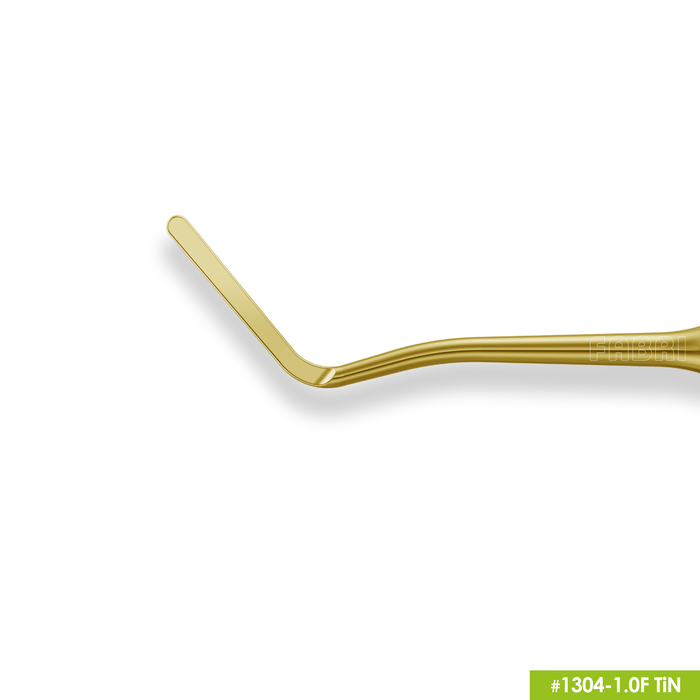 1304-1,0F TiN Удлиненная узкая гладилка с штопфером-шариком Ø1.0mm. Эргономичная ручка Ø10mm. Покрытие Gold
