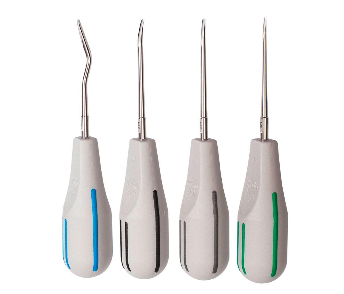 Directa Luxator Kit SK4 - набор люксаторов, укороченных, 4 шт (S3C, S2S, S3S, S3CA) с точильным камнем L10