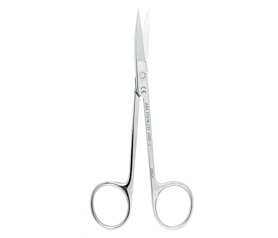 Asa Dental 0300-2 - ножницы для десны N2 изогнутые по плоскости, 12 см