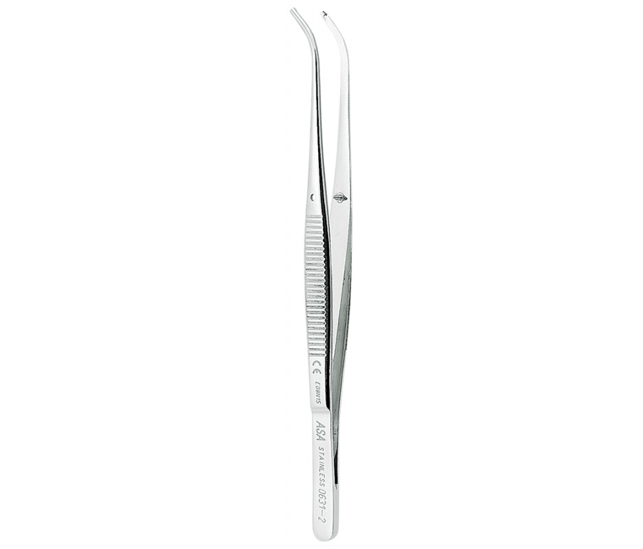 Asa Dental 0631-2 - пинцет хирургический стоматологический изогнутый, 12,5 см