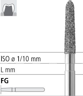 Боры стоматологические алмазные FG 878К/012, зел., 6шт. ISO код 314298534012, арт: FG181/6 C