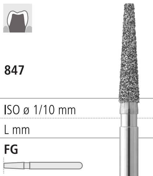 Боры стоматологические алмазные FG 847/030,, черный, 6шт. ISO код 314172544030, арт: FG113S/6 CB