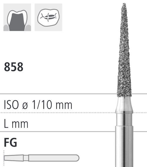 Боры стоматологические алмазные FG 858/014, зел., 6шт. ISO код 314165534014, арт: FGD14/6 C