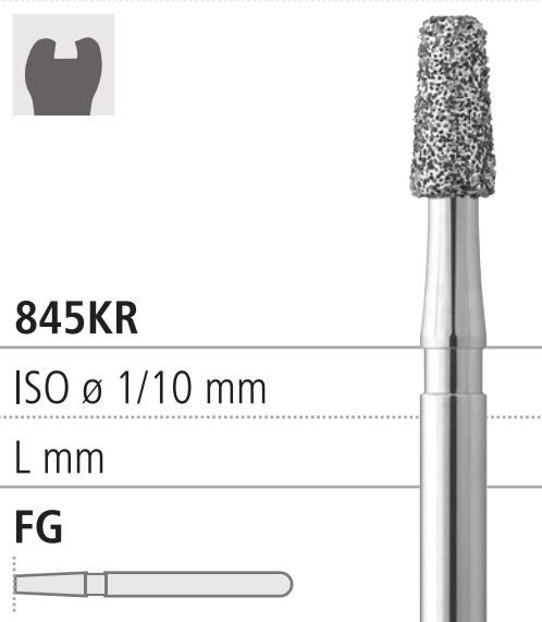Боры стоматологические алмазные FG 845KR/020, син., 6шт. ISO код 314544524020, арт: FG8411R/6