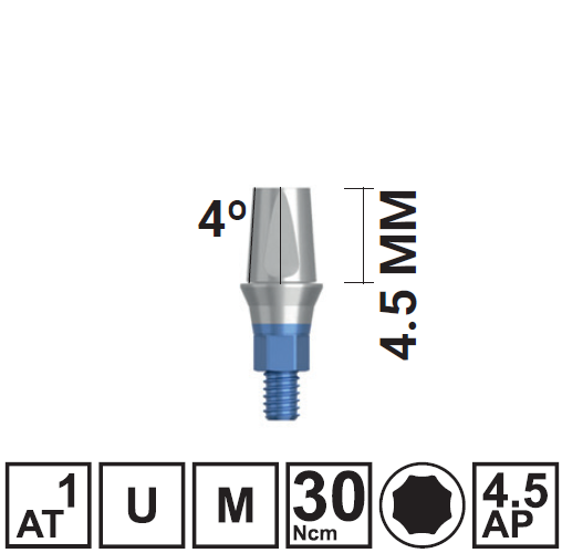 Абатмент прямой VEGA RV H4,5/GH1 мм, с винтом, арт: 18 10 48