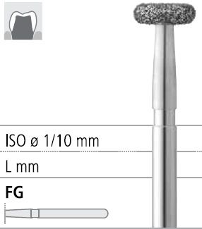 Боры стоматологические алмазные FG 909/034, зол., 6шт. ISO код 314068514034, арт: FG10A/6 GB