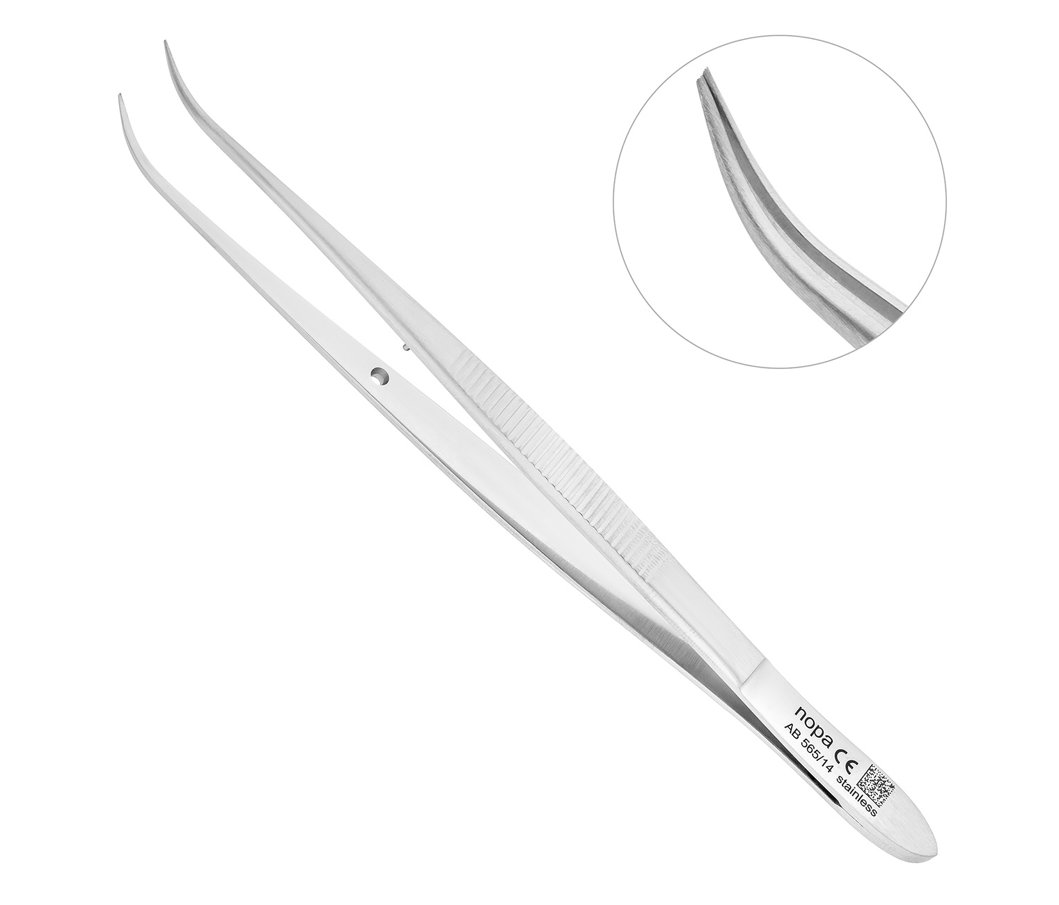 Nopa Instruments AB 565/14 - пинцет для удаления осколков гладкий, изогнутый, 14,5 см