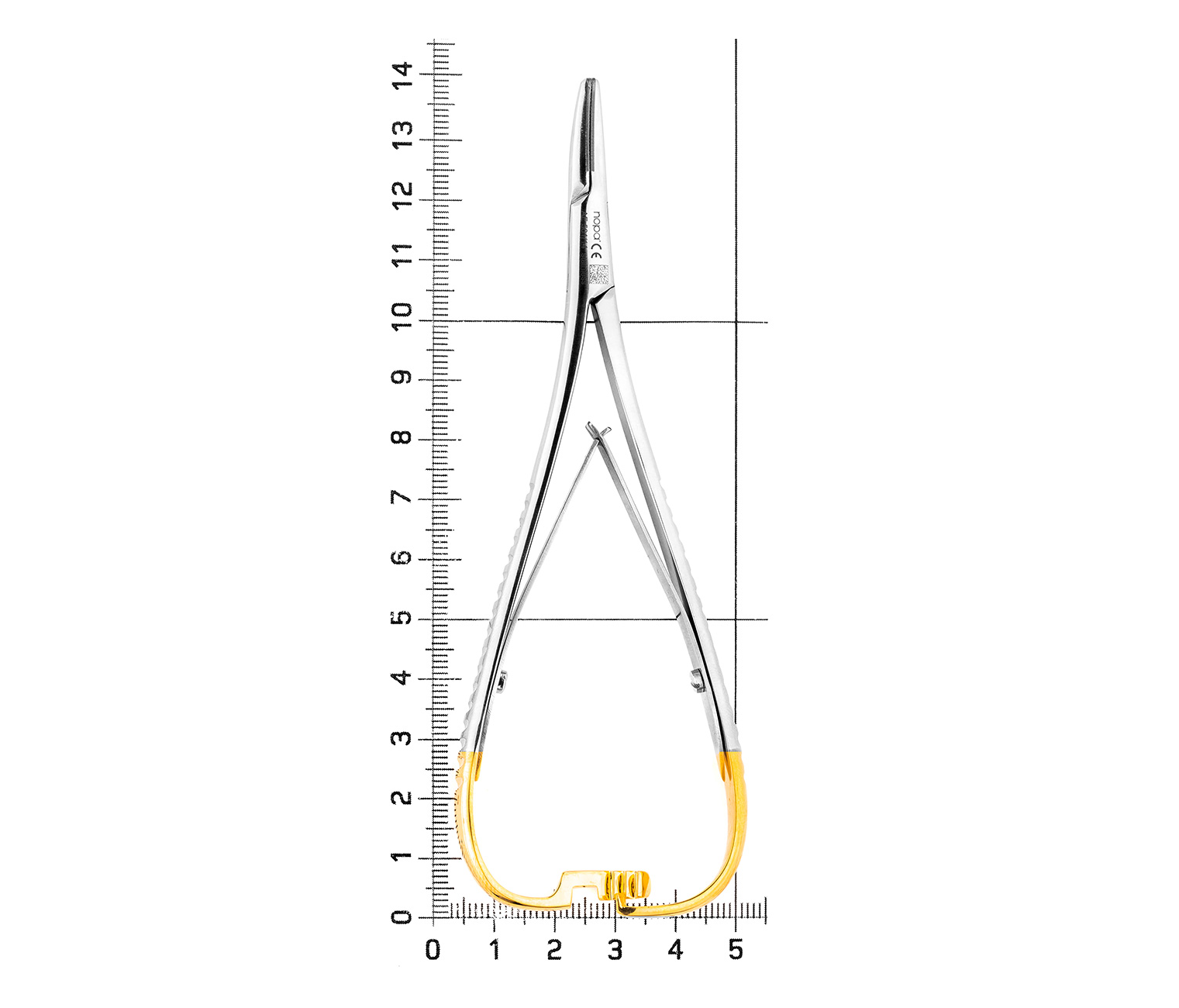 Nopa Instruments AE 501/14 - иглодержатель MATHIEU изогнутый с твердосплавными вставками, 14 см