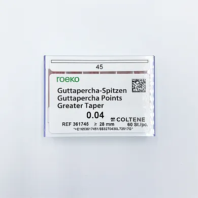 Штифты гуттаперчевые, Coltene, Points Greater Taper 0.4 #45, 60 шт