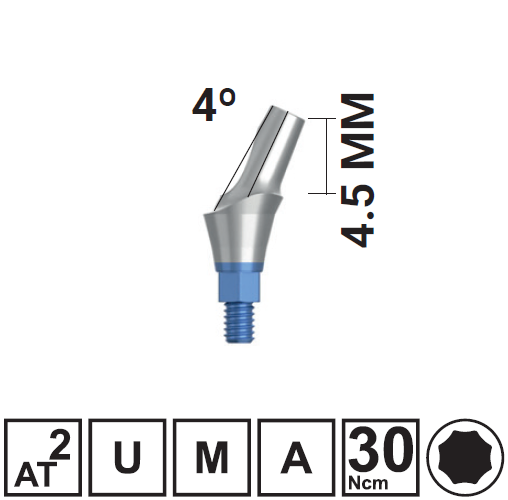 Абатмент угловой VEGA RV 25 грд., H4,5/GH2 мм, с винтом, арт: 18 10 57
