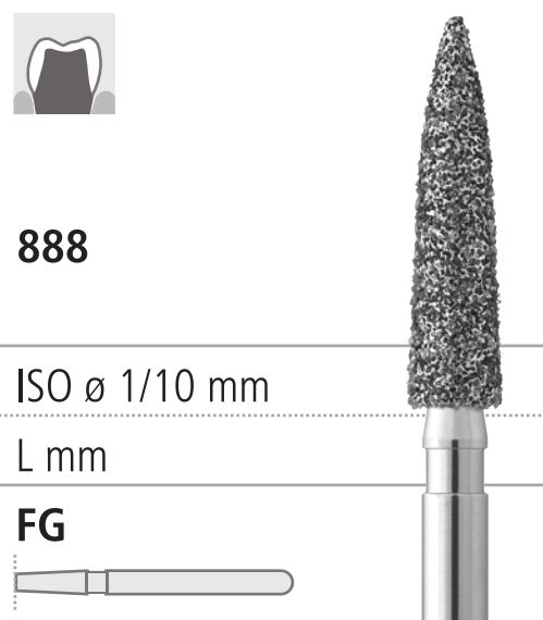 Боры стоматологические алмазные FG 888/024, черный, 6шт. ISO код 314213544024, арт: FGD21/6 СB