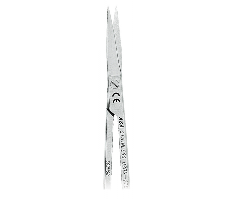 Asa Dental 0305-2TC - ножницы для десны изогнутые по плоскости с твердосплавными вставками и золотистыми ручками, 11 см