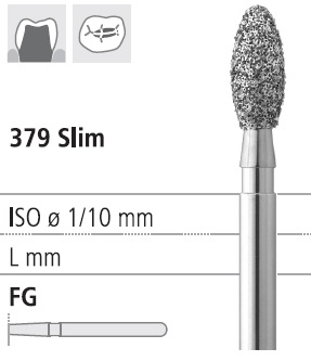 Боры стоматологические алмазные FG 379/018, зел., 6шт. ISO код 314277534018, арт: FG257/6 C