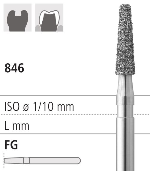 Боры стоматологические алмазные FG 846/019, черный, 1 шт. ISO код 314171544019, арт: FG213/1 CB