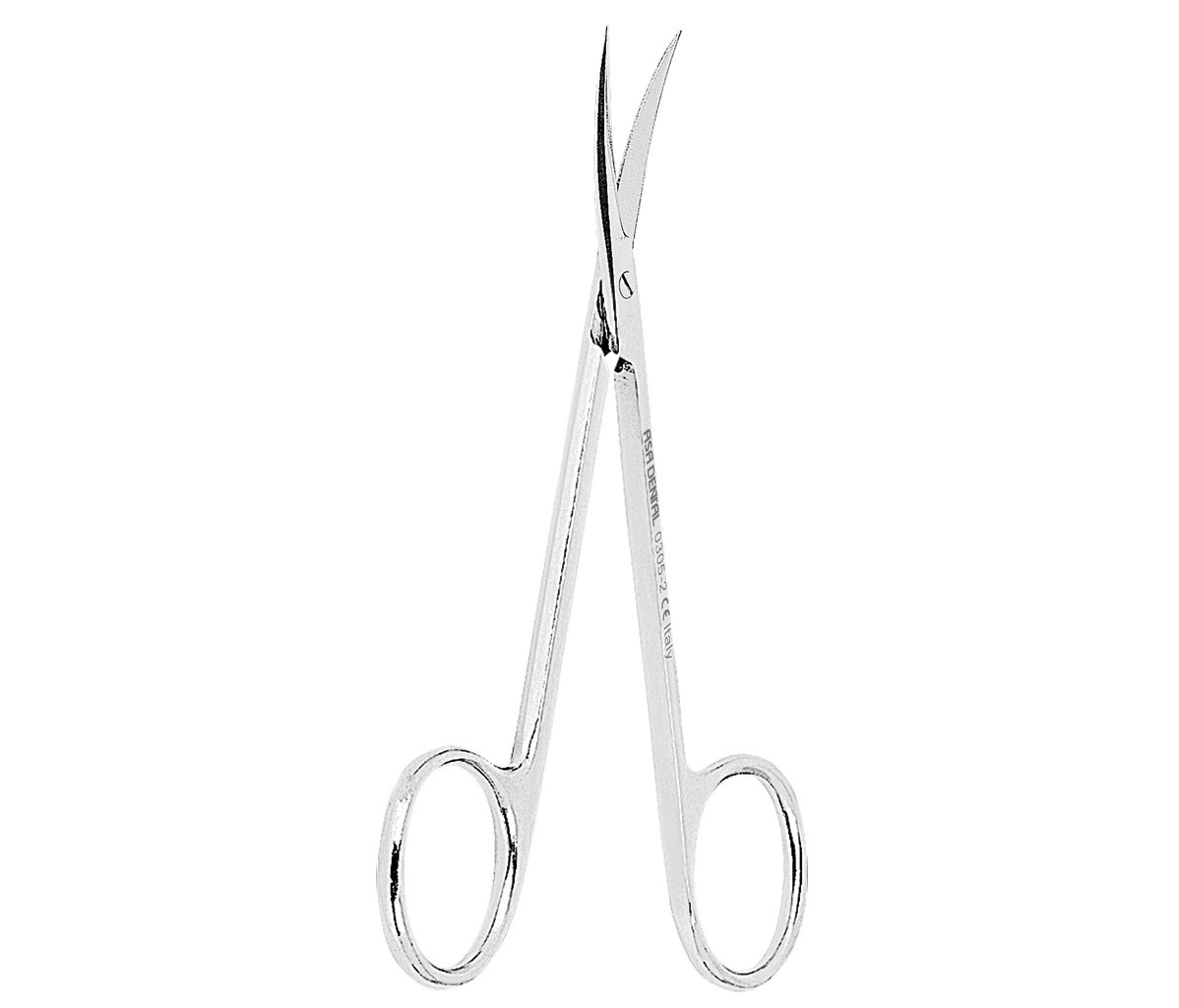 Asa Dental 0305-2 - ножницы для десны изогнутые по плоскости, 11,5 см