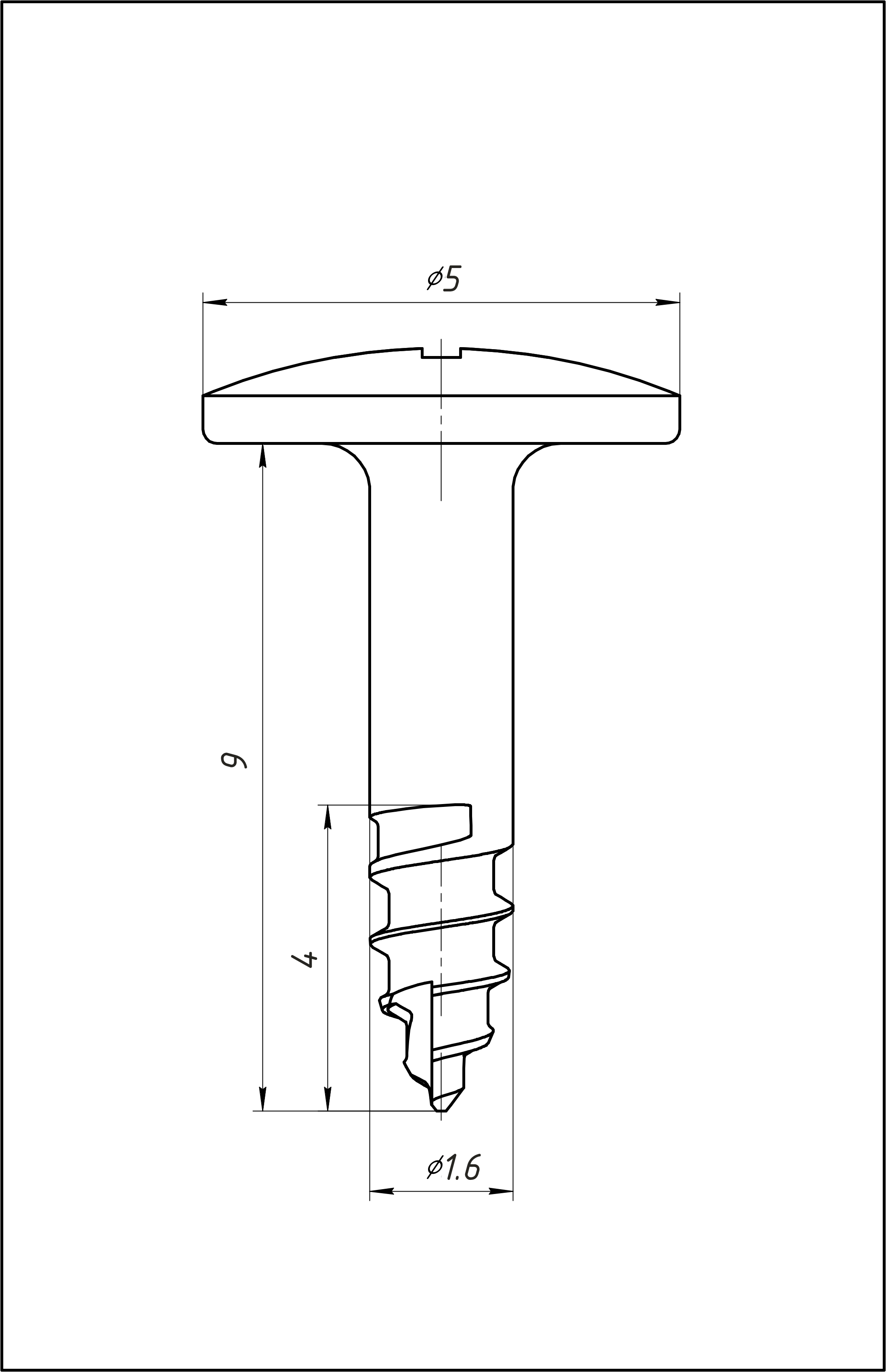 Винт хирургический тентовый (опорный), длина 9 мм, 1 шт., арт: SWt-16-09