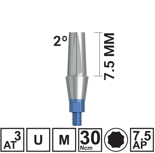 Абатмент прямой VEGA RV H7,5/GH3 мм, с винтом, арт: 18 10 68