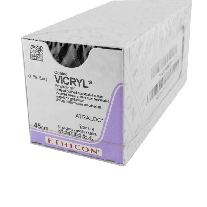 Нить хирургическая Ethicon Vicryl 4/0 45 см Обратно-режущая 19 мм