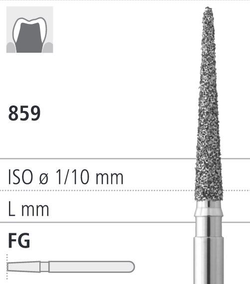 Боры стоматологические алмазные Intensiv FG 859/013, белый, 6шт.