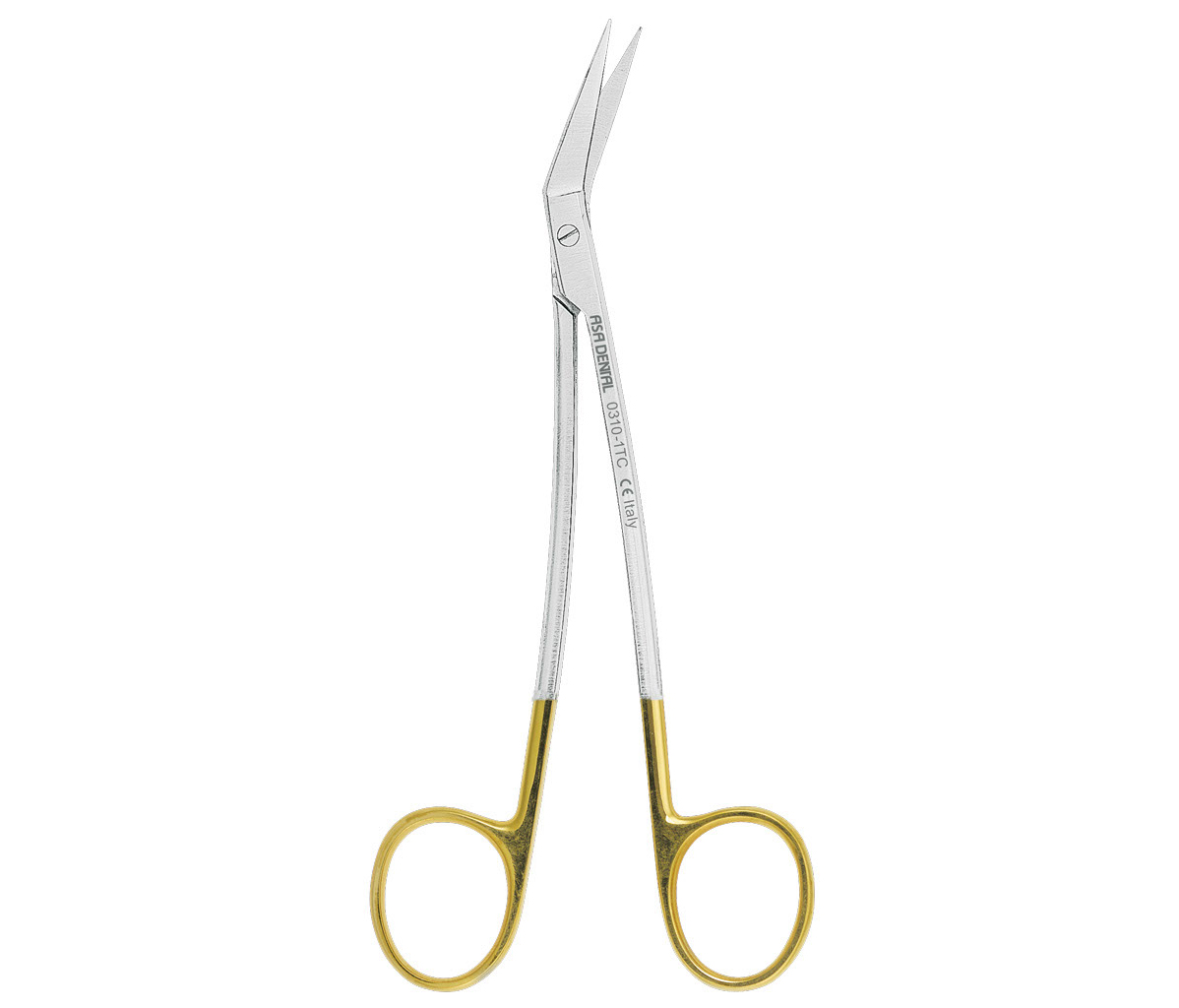 Asa Dental 0310-1TC - ножницы для десны N2 изогнутые в области лезвия и в области ручки с твердосплавными вставками, 16,5 см