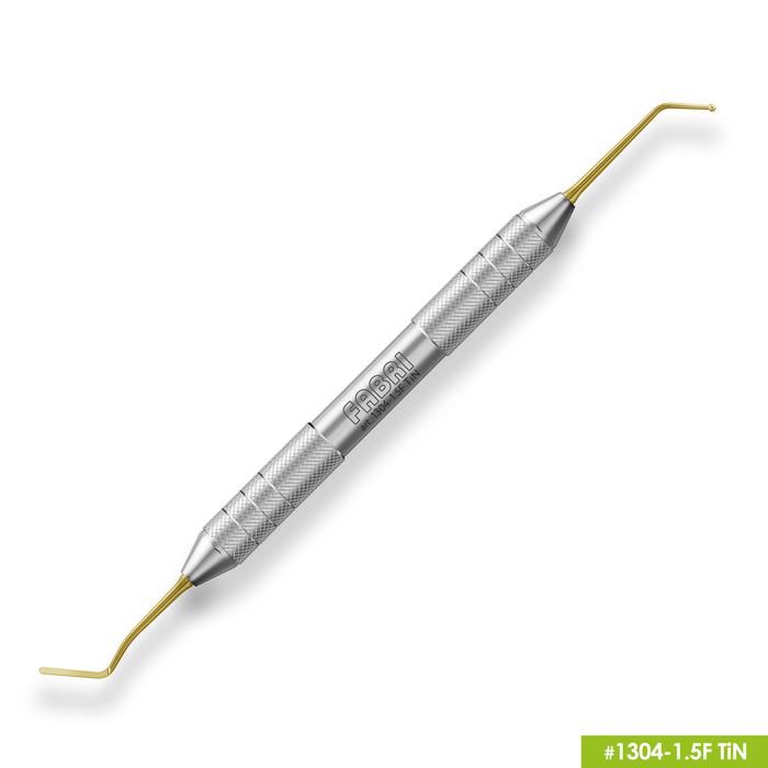 1304-1,5F TiN Удлиненная узкая гладилка с штопфером-шариком Ø1.5mm. Эргономичная ручка Ø10mm. Покрытие Gold