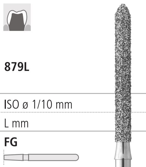 Боры стоматологические алмазные FG 879L/013, красный, 6шт. ISO код 314291514013., арт: FG4410L/6