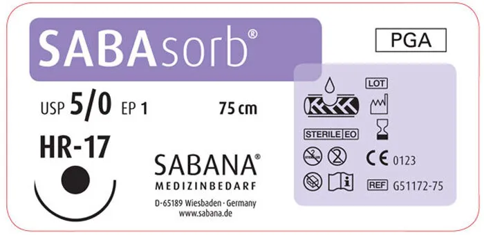 Шовный материал, Sabana, САБАфил N53133-45 5/0 45см О/Р 13мм 3/8 (24шт)