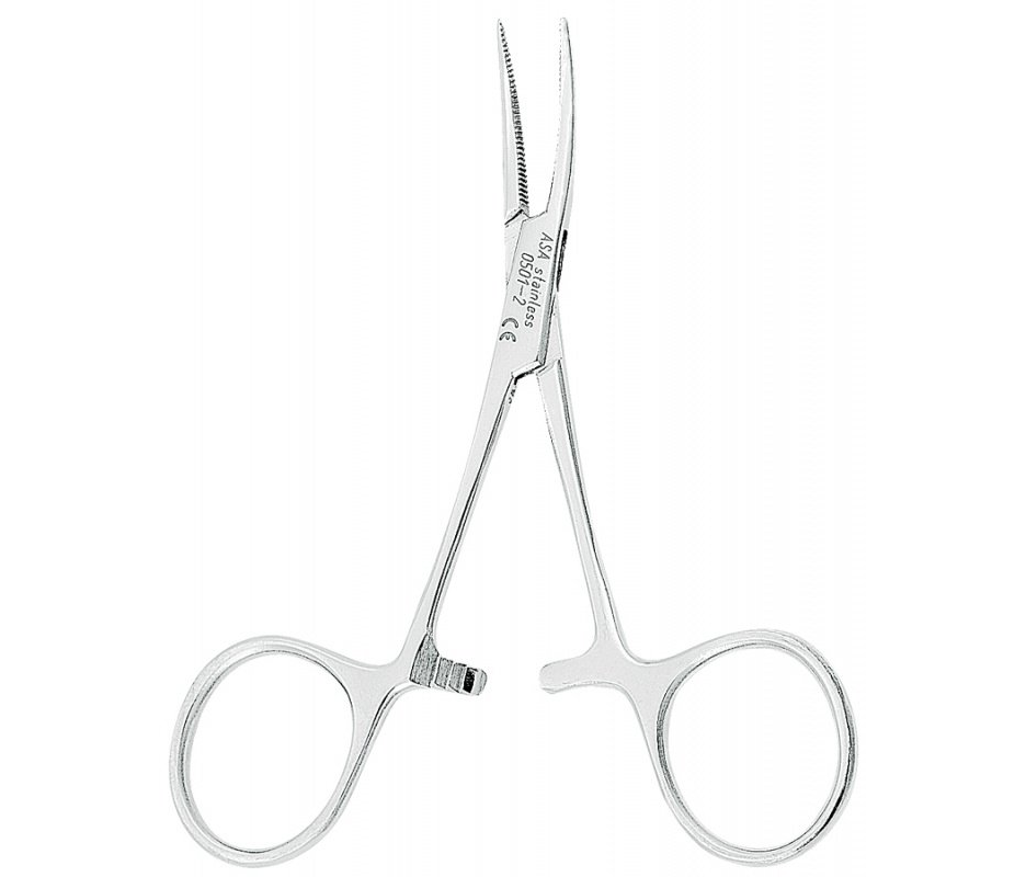 Asa Dental 0501-2 - зажим "Москит" малый, изогнутый, 10 см