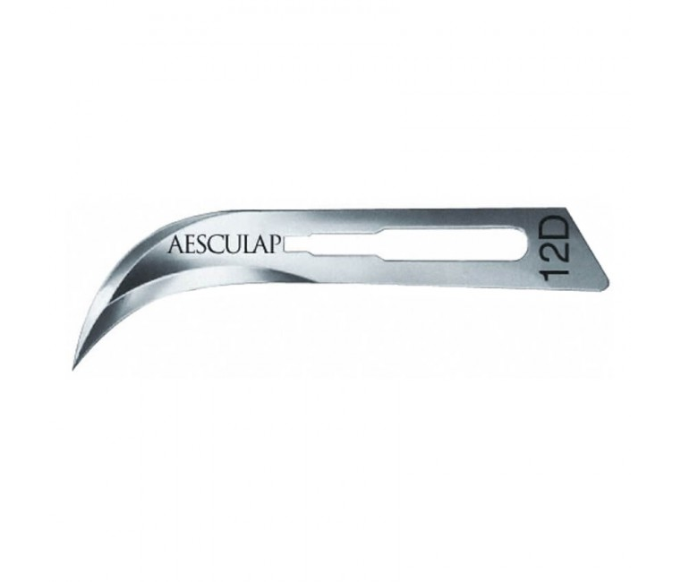 Aesculap BB542 - скальпель №12 D, лезвие, двусторонняя заточка, стерильное (уп. 100 шт)