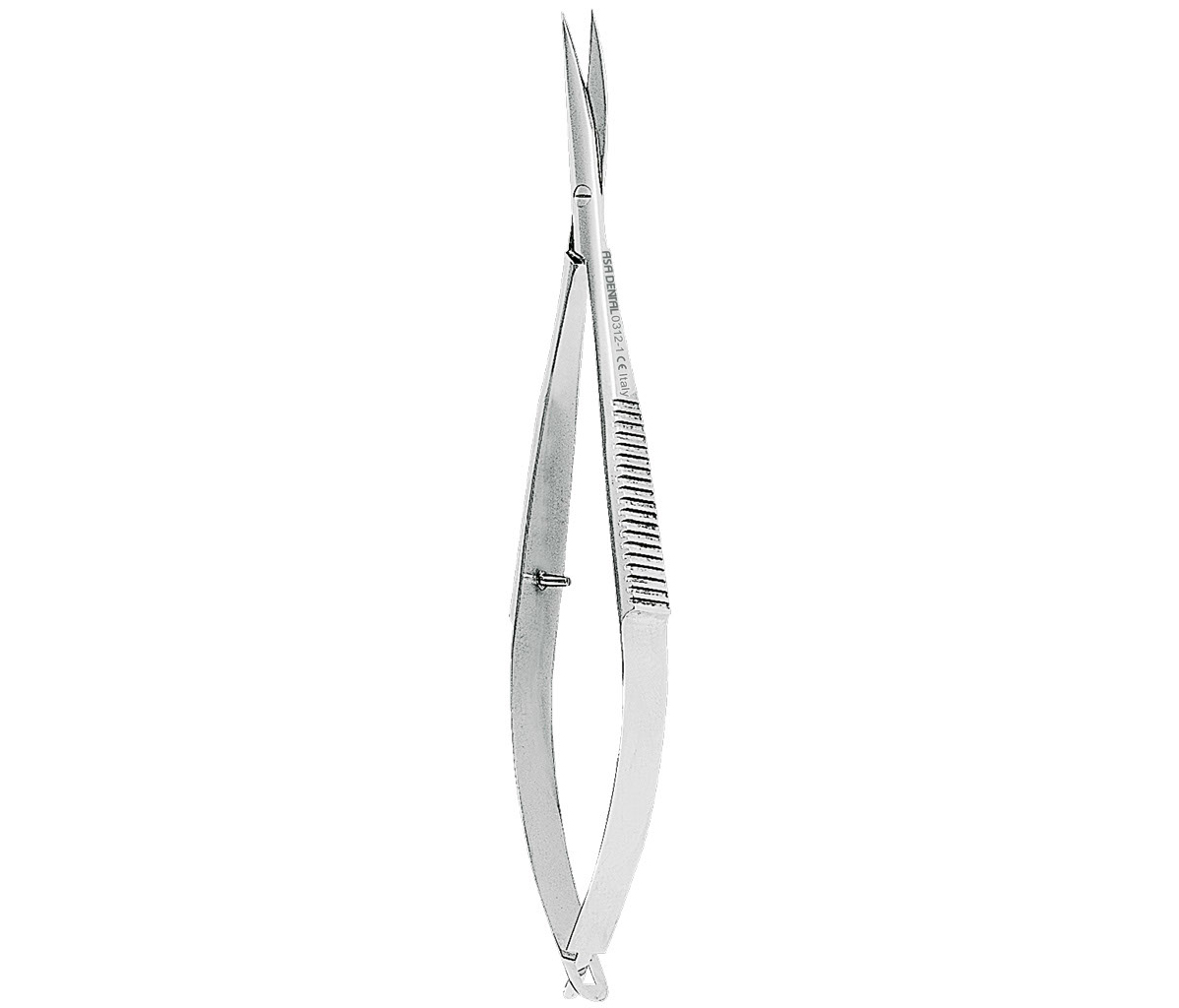 Asa Dental 0312-1 - ножницы для десны изогнутые, тонкие лезвия, на защелке 11 см