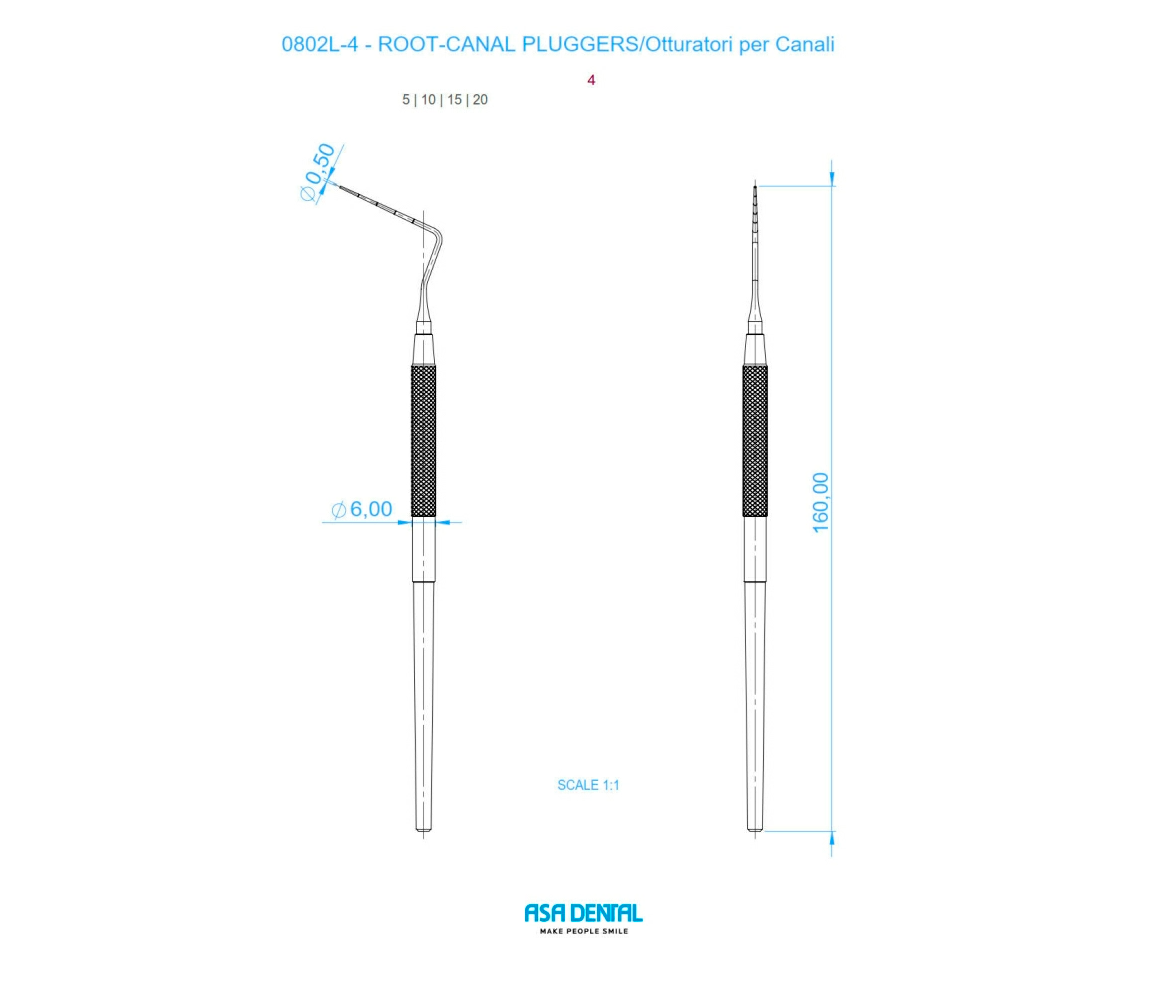 Asa Dental 0802L-4 - инструмент эндодонтический для вертикальной конденсации