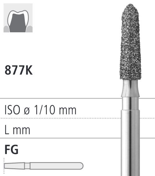 Боры стоматологические алмазные FG 877K/018, черный, 6шт. ISO код, арт: FG163/6 CB