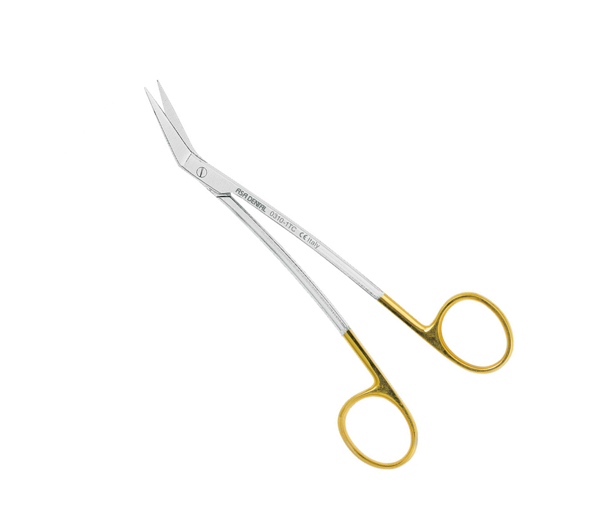 Asa Dental 0310-1TC - ножницы для десны N2 изогнутые в области лезвия и в области ручки с твердосплавными вставками, 16,5 см
