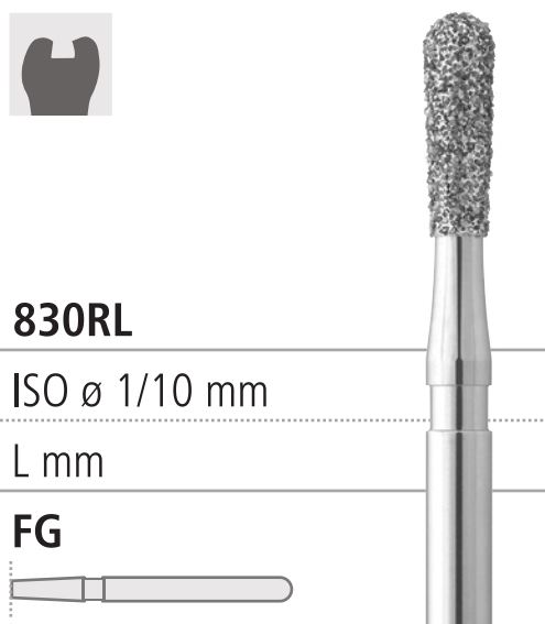 Боры стоматологические алмазные FG 830RL/014, зол., 6шт. ISO код 314238514014., арт: FG223/6 GB