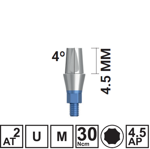 Абатмент прямой VEGA RV H4,5/GH2 мм, с винтом, арт: 18 10 49