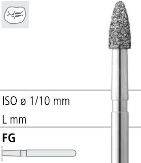 Боры стоматологические алмазные FG 390/014, красн., 6шт. ISO код 314274514014, арт: FG4274/1