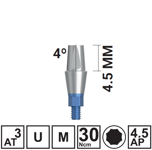 Абатмент прямой VEGA RV H4,5/GH3 мм, с винтом, арт: 18 10 50