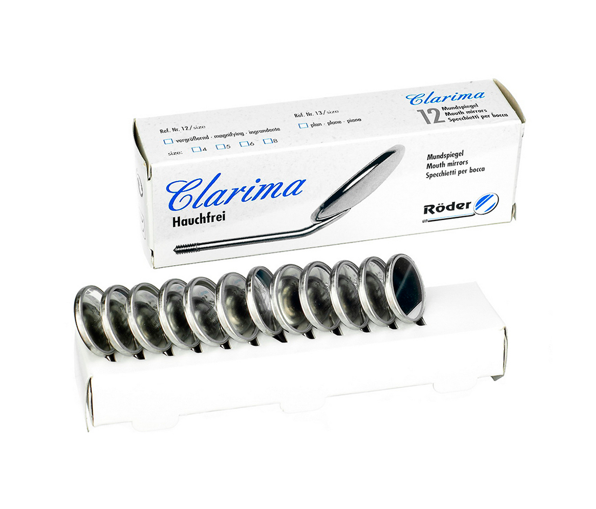 Roder Dentalinstrumente Clarima - зеркало незапотевающее, увеличительное, без ручки, размер 4, 22 мм, 12 шт