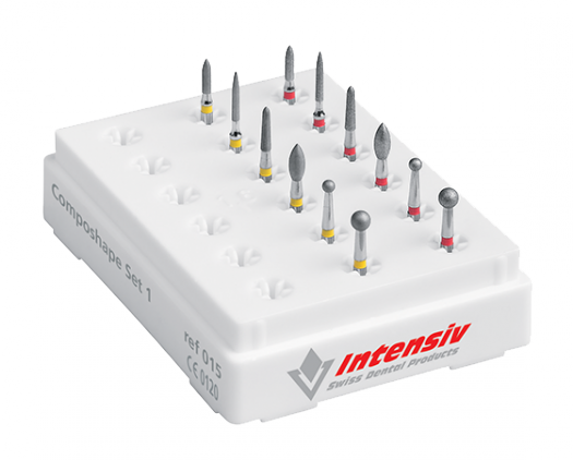 Набор алмазных боров Intensiv FG Composhape Set 1, 12 шт.
