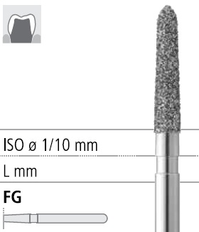 Боры стоматологические алмазные FG 878К/018, зел., 6шт. ISO код 314298534018, арт: FG183/6 C
