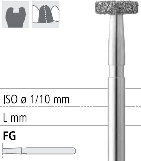 Боры стоматологические алмазные FG 818/040, 6шт. ISO код 314041524040, арт: FG111/6